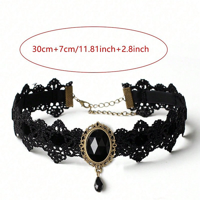 Gothic Rhinestone Choker Collar Necklace