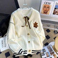 Women's V-Neck Knit Cardigan – Soft Loose-Fit Button-Front Layer