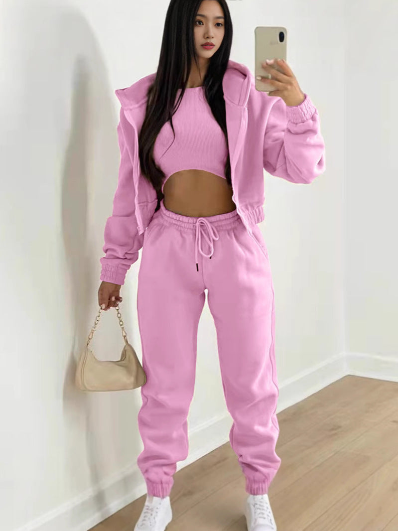 Women's Fleece-Lined Hooded Tracksuit Set