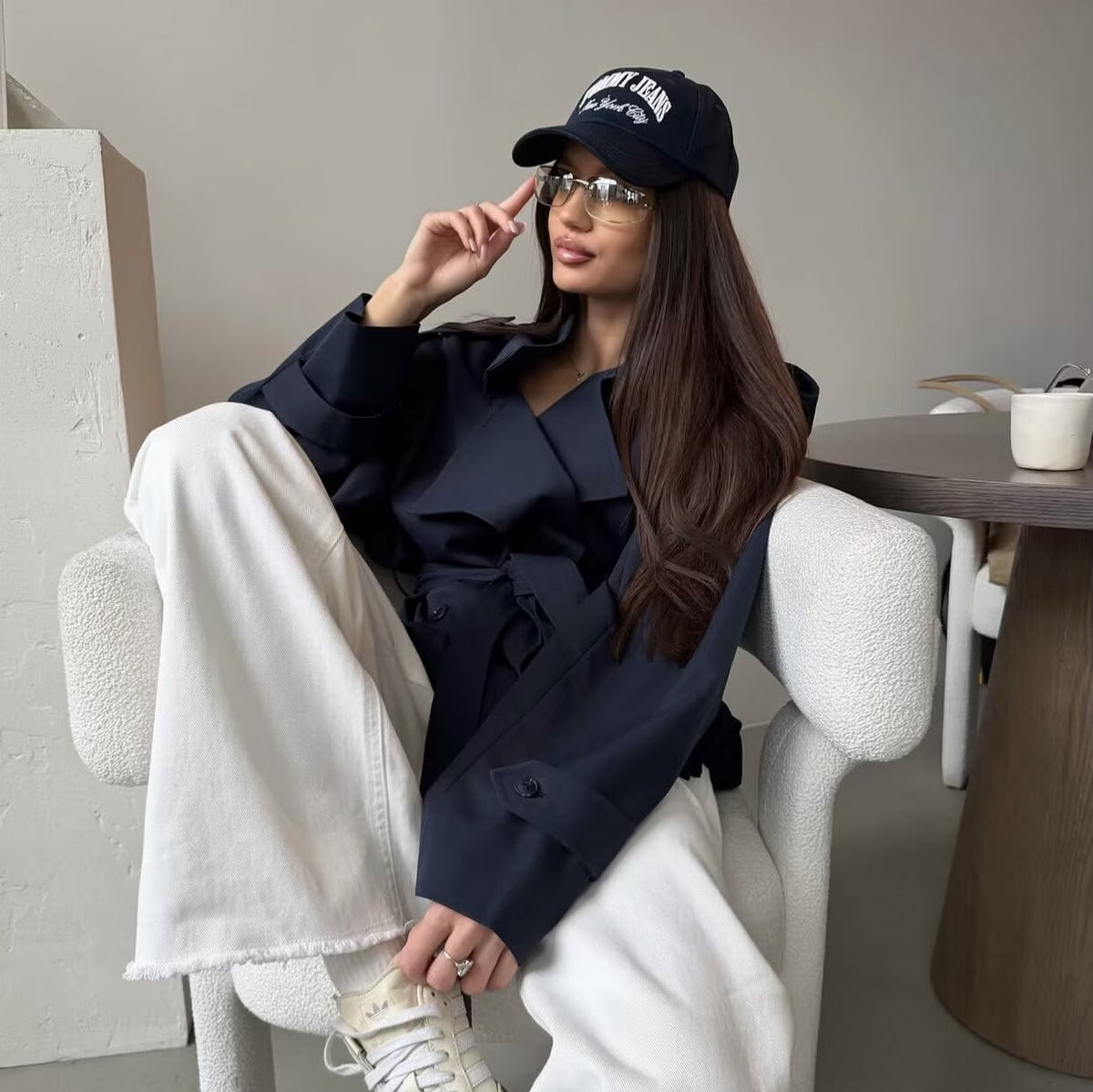 Women's Short Trench Coat – Belted Lapel Coat in 8 Colours | Casual & Semi-Formal