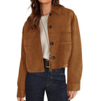 Women's Suede-Look Button-Front Jacket