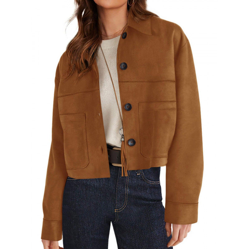 Women's Suede-Look Button-Front Jacket