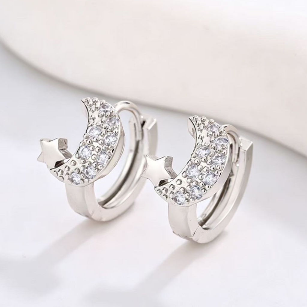 Diamond Studded Hoop Earrings