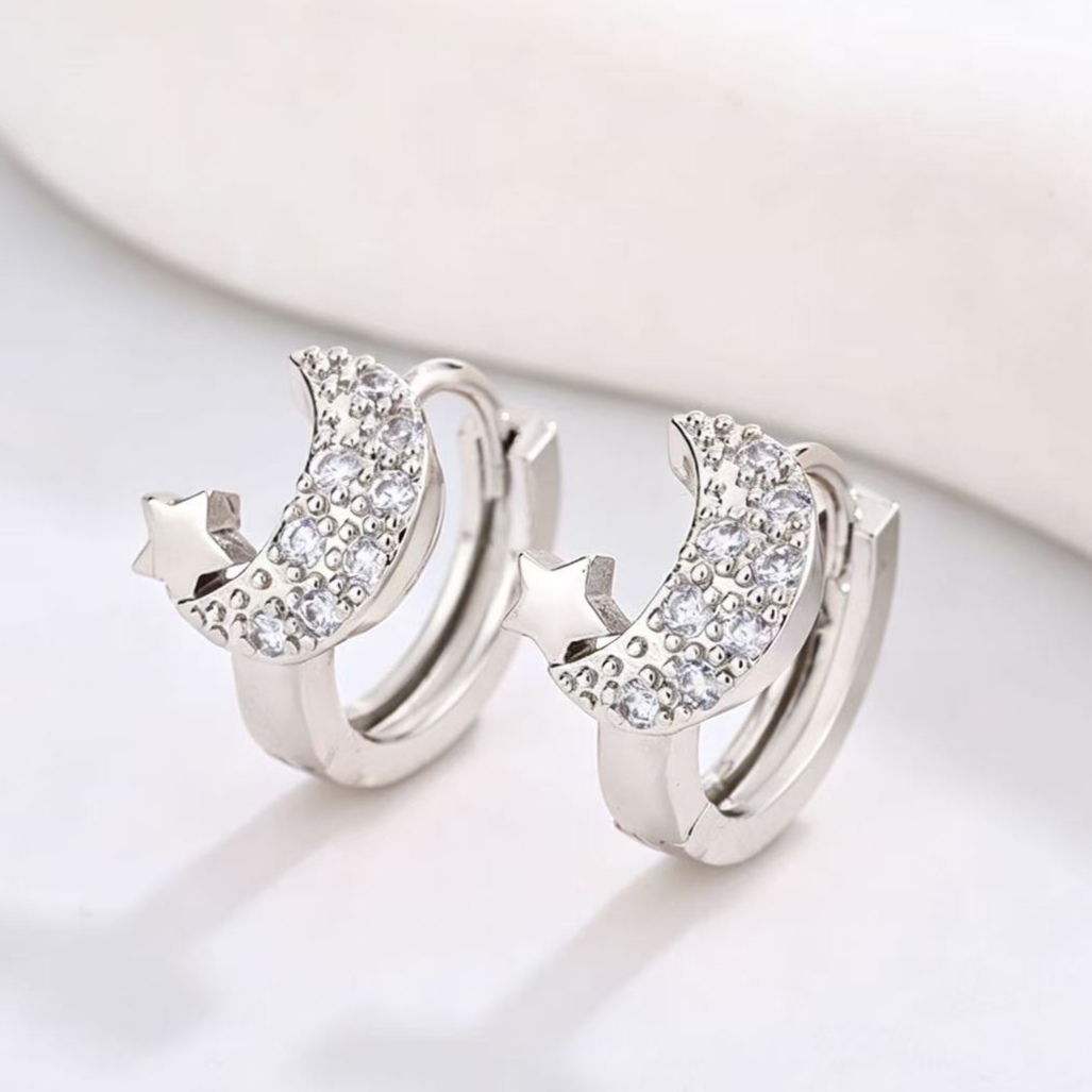 Diamond Studded Hoop Earrings