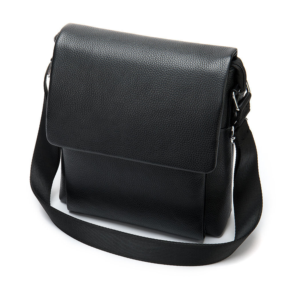 Men’s Genuine Cowhide Crossbody Shoulder Bag – Black