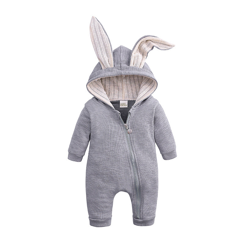 Baby Rabbit Ear Hooded Jumpsuit – 95% Cotton