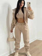 Women's Fleece-Lined Hooded Tracksuit Set