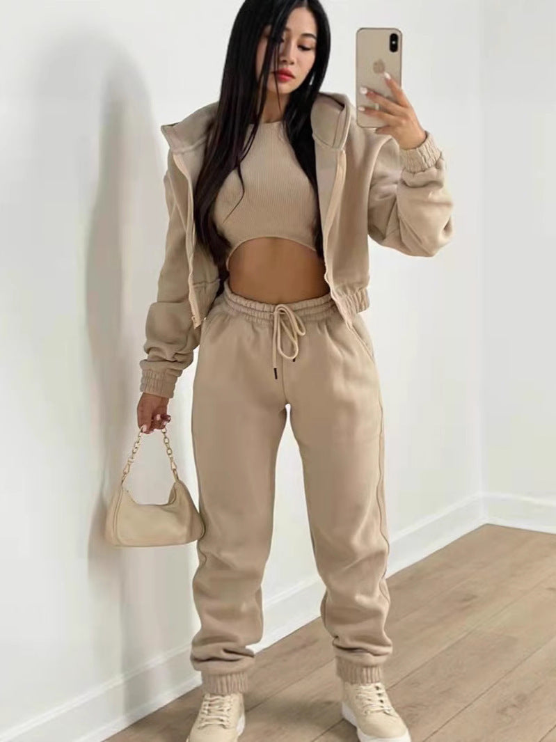 Women's Fleece-Lined Hooded Tracksuit Set