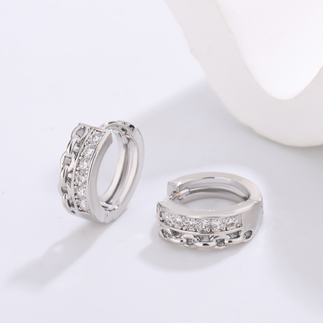 Diamond Studded Hoop Earrings