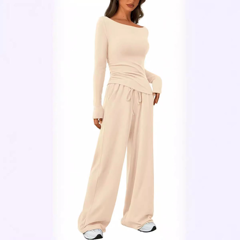 Women's Asymmetric Top & Wide-Leg Pants Set