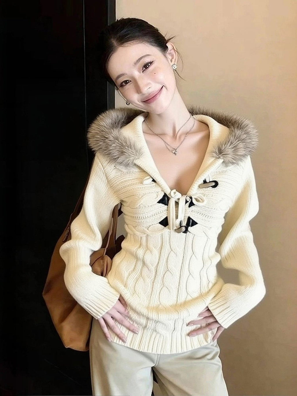 Women's Retro Hooded Knit Sweater