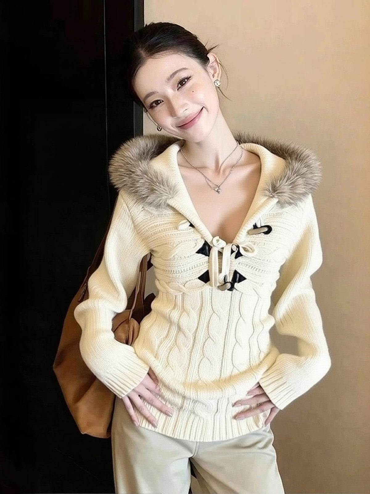 Women's Retro Hooded Knit Sweater