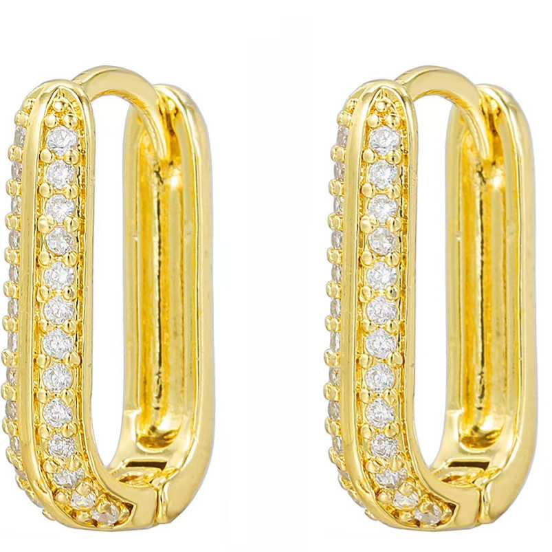 Diamond Studded Hoop Earrings
