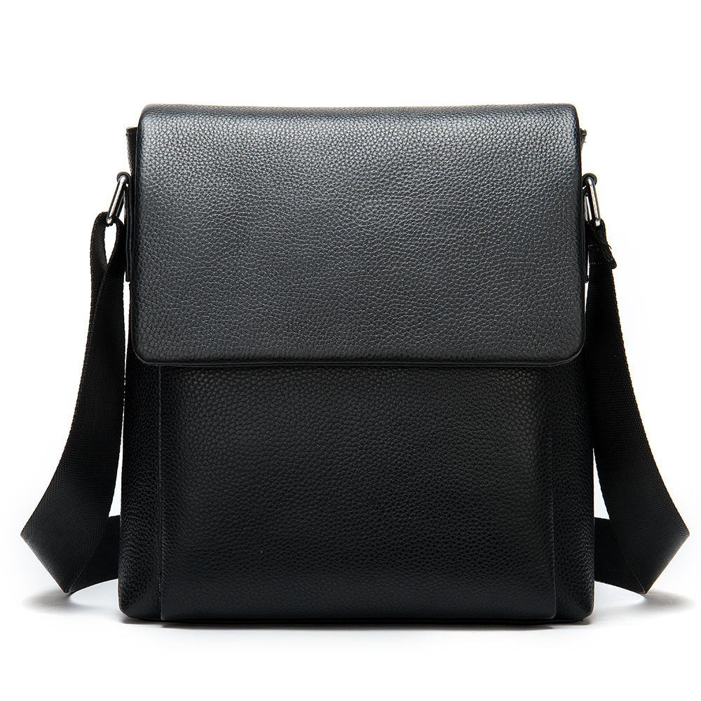Men’s Genuine Cowhide Crossbody Shoulder Bag – Black