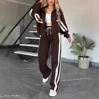 Striped Zipper Tracksuit for Women