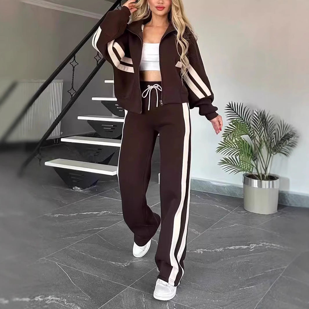 Striped Zipper Tracksuit for Women