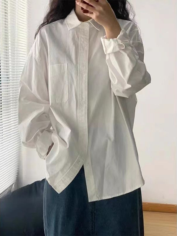 Women's Relaxed Polo-Collar Long-Sleeve Shirt