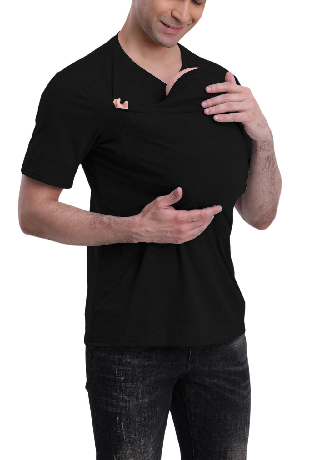 Cotton Blend Short-Sleeve Shirt with Kangaroo Pocket – S–5XL