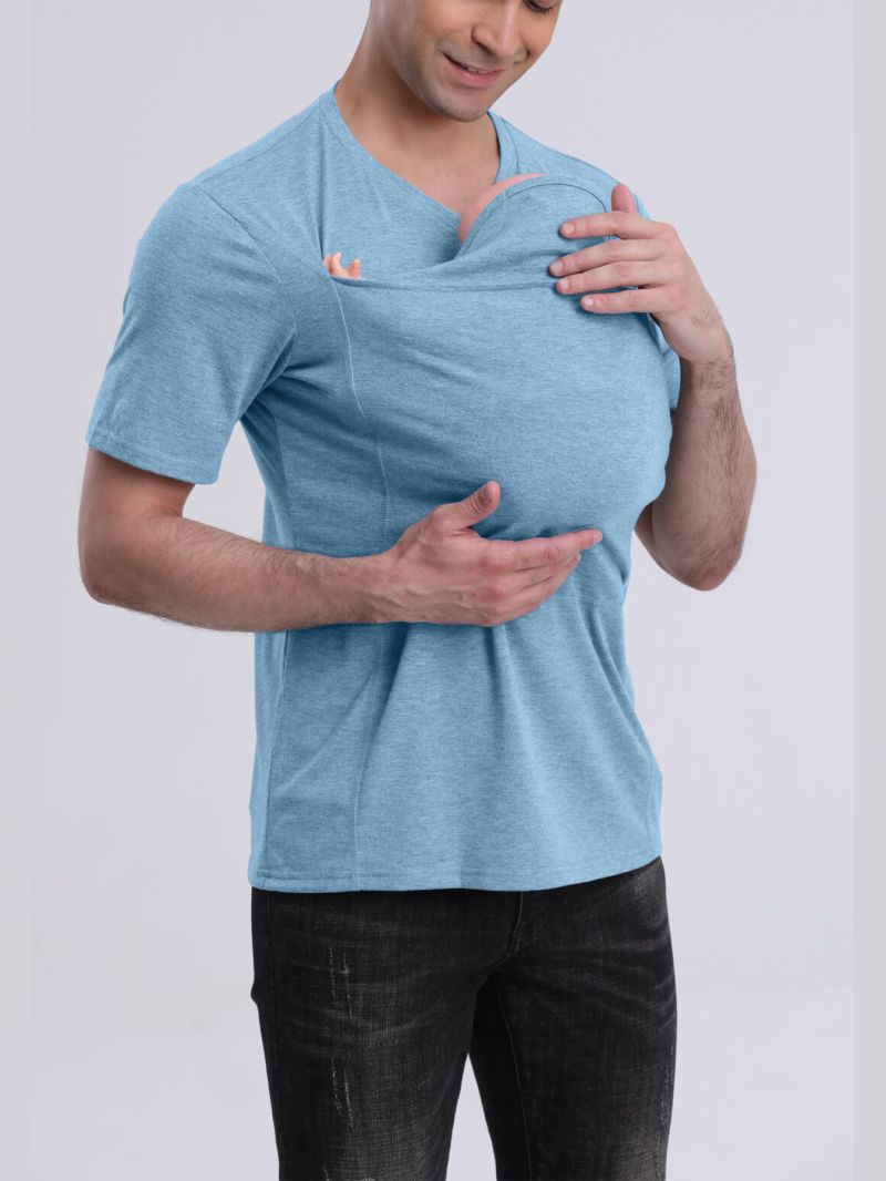 Cotton Blend Short-Sleeve Shirt with Kangaroo Pocket – S–5XL