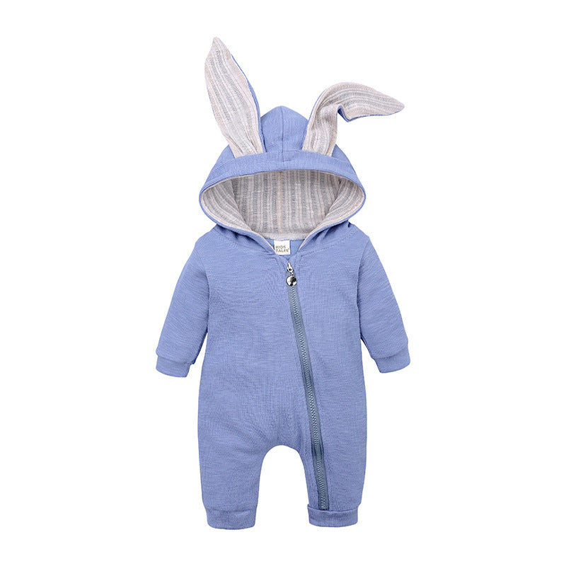 Baby Rabbit Ear Hooded Jumpsuit – 95% Cotton