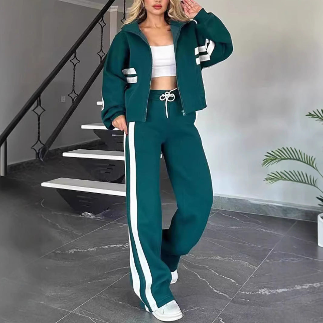 Striped Zipper Tracksuit for Women