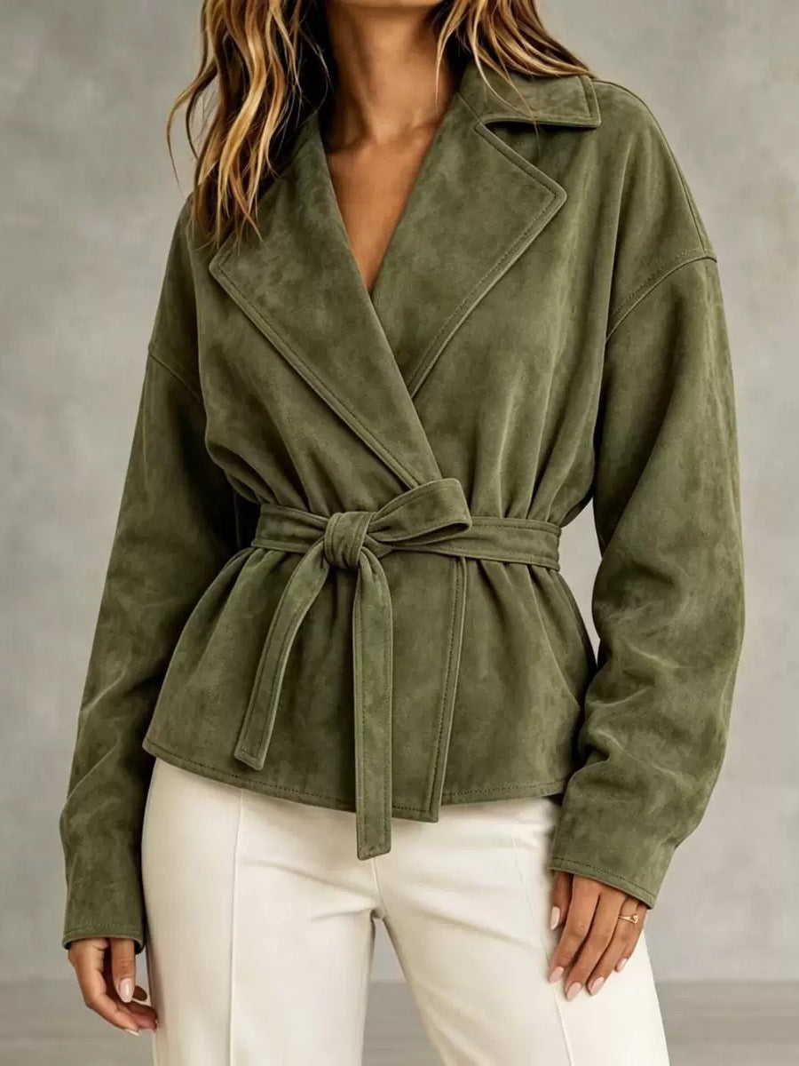 Women's Suede-Look Tie-Waist Jacket