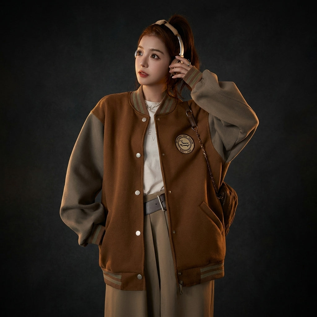 Retro Loose Fit Baseball Jacket