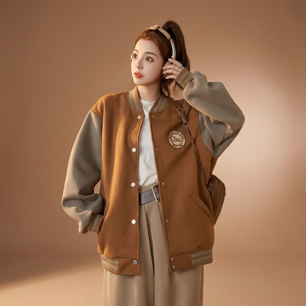 Retro Loose Fit Baseball Jacket